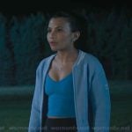 Jackie’s blue bomber jacket on My Life with the Walter Boys Jackie’s blue bomber jacket on My Life with the Walter Boys