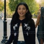 Jackie’s blue floral embroidered cardigan on My Life with the Walter Boys