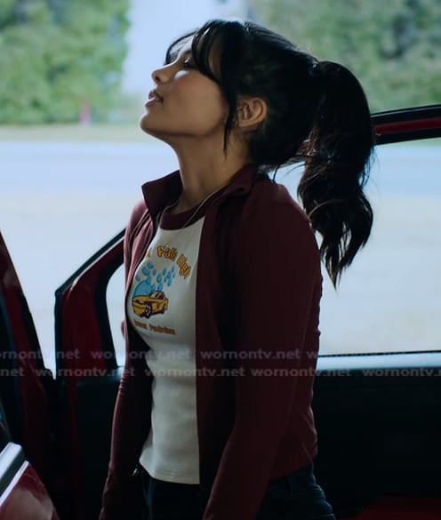 Jackie's burgundy track jacket on My Life with the Walter Boys