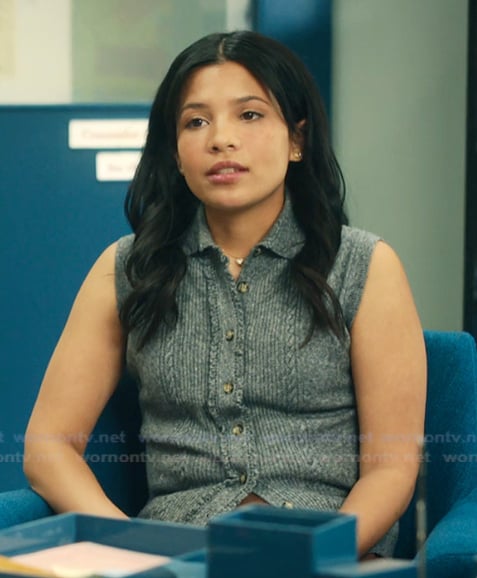 Jackie’s gray knit top on My Life with the Walter Boys Jackie’s gray knit top on My Life with the Walter Boys