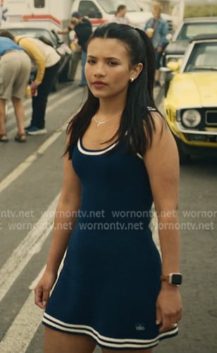 Jackie’s navy contrast trim tennis dress on My Life with the Walter Boys Jackie’s navy contrast trim tennis dress on My Life with the Walter Boys