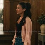 Jackie’s pink ribbed cardigan on My Life with the Walter Boys Jackie’s pink ribbed cardigan on My Life with the Walter Boys