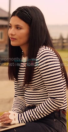 Jackie's striped crochet cuff top on My Life with the Walter Boys