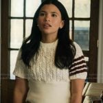 Jackie’s white stripe sleeve sweater on My Life with the Walter Boys Jackie’s white stripe sleeve sweater on My Life with the Walter Boys