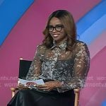 Jacqueline Coley’s black and white print mesh blouse on Today