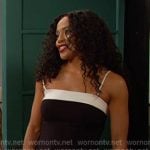 Jada’s black two tone mini dress on Days of our Lives Jada’s black two tone mini dress on Days of our Lives