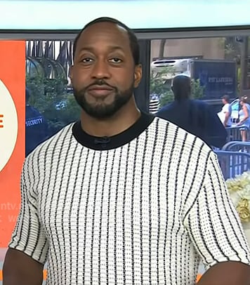 Jaleel White’s white stripe knit tee on Today