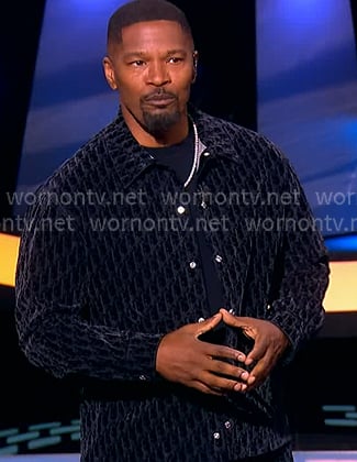 Jamie Foxx’s navy printed jacket on Beat Shazam