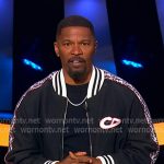 Jamie Foxx’s navy stripe trim track jacket and pants on Beat Shazam Jamie Foxx’s navy stripe trim track jacket and pants on Beat Shazam