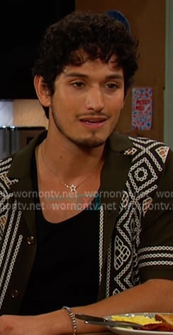 Javi’s dark green embroidered shirt on Days of our Lives Javi’s dark green embroidered shirt on Days of our Lives