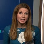 Jen Maxfield’s teal green floral print dress on NBC News Daily Jen Maxfield’s teal green floral print dress on NBC News Daily