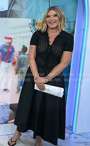 Jenna’s black open knit mixed media dress on Today