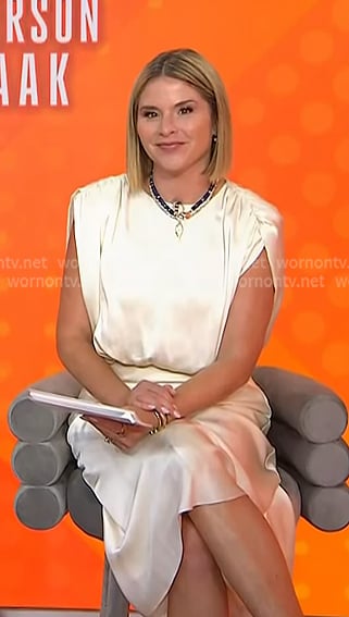 Jenna's champagne satin midi dress on Today
