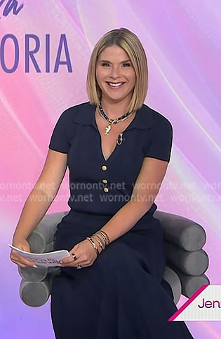 Jenna's navy ribbed polo top and skirt on Today