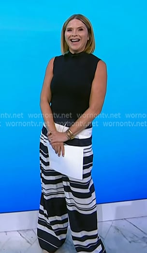 Jenna's navy striped wide leg pants on Today