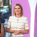 Jenna’s white stripe cropped jacket and mini skirt on Today Jenna’s white stripe cropped jacket and mini skirt on Today