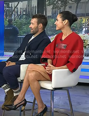Jennifer Connelly’s red button detail crop jacket on Today Jennifer Connelly’s red button detail crop jacket on Today