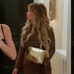 Jennifer’s metallic tie waist mini dress on The Real Housewives of Orange County Jennifer’s metallic tie waist mini dress on The Real Housewives of Orange County