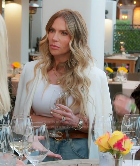 Jennifer's white hooded blazer on The Real Housewives of Orange County