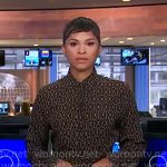 Jericka’s black chain print shirtdress on CBS Evening News