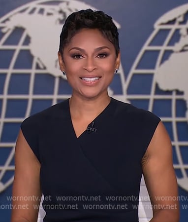Jericka's cross front knit dress on CBS Evening News