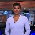Jericka's lilac v-neck dress on CBS Evening News Jericka's lilac v-neck dress on CBS Evening News