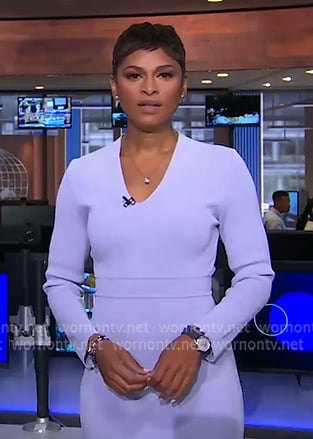 Jericka's lilac v-neck dress on CBS Evening News