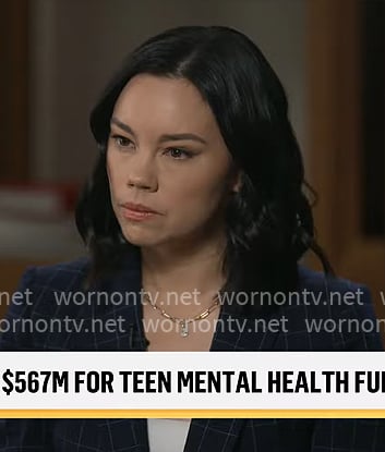 Jo Ling Kent's checked navy blazer on CBS Mornings