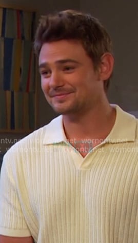 Johnny's ivory knit polo on Days of our Lives