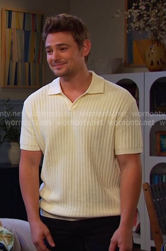 Johnny's ivory knit polo on Days of our Lives Johnny's ivory knit polo on Days of our Lives