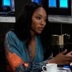 Jordan’s teal and orage printed dress on General Hospital
