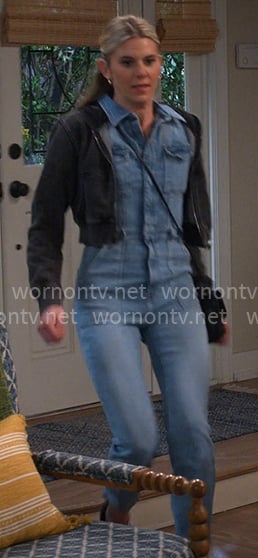 Josie’s denim jumpsuit on Leanne Josie’s denim jumpsuit on Leanne