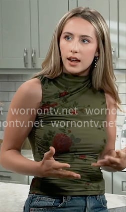 Josslyn’s green rose print top on General Hospital Josslyn’s green rose print top on General Hospital
