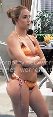 Josslyn’s orange tie-dye bikini on General Hospital Josslyn’s orange tie-dye bikini on General Hospital