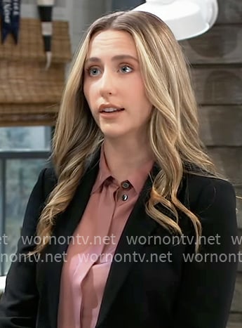 Josslyn’s pink button down blouse on General Hospital Josslyn’s pink button down blouse on General Hospital