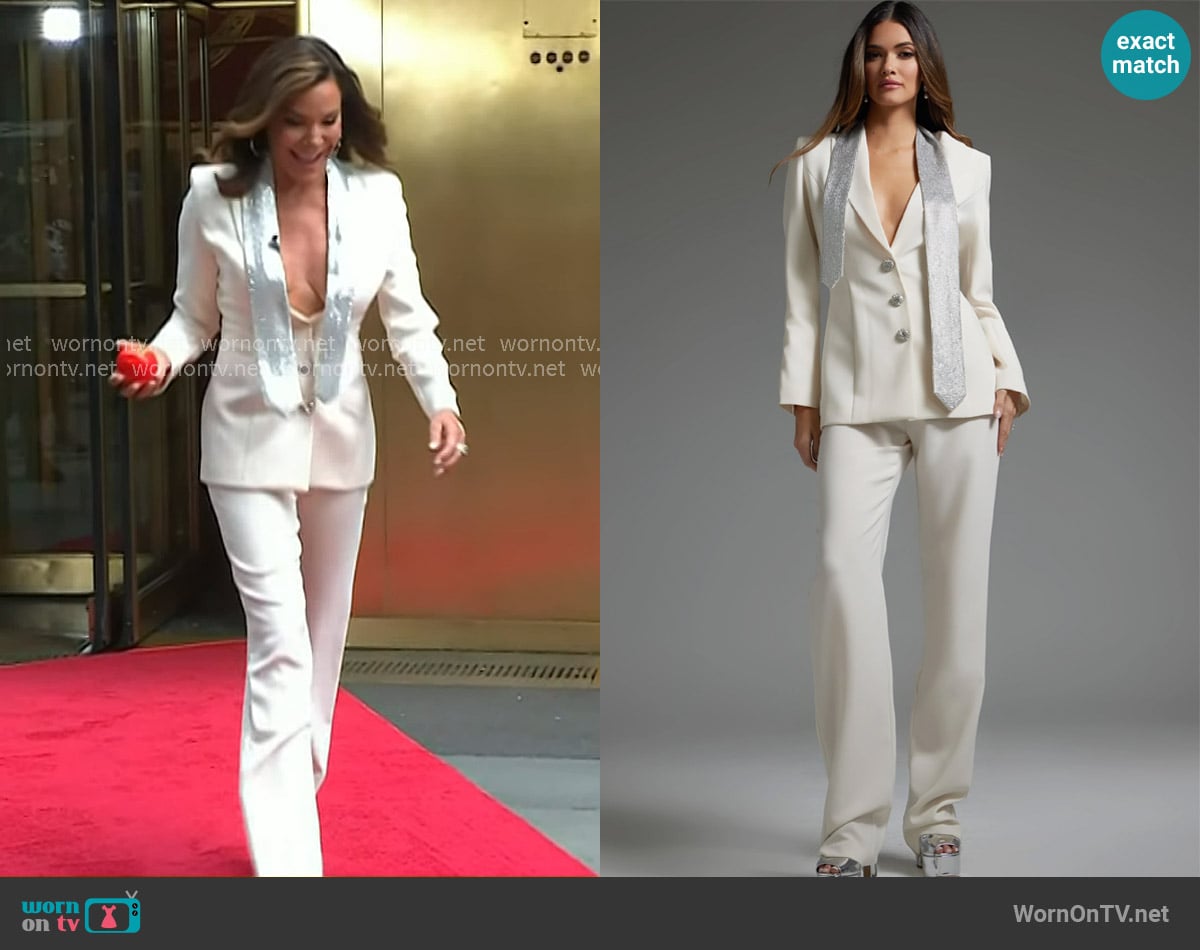 Jovani Two Piece Formal Suit 39726 in Ivory worn by Luann de Lesseps on Today