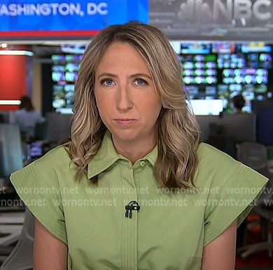Julia Ainsley's green short sleeve shirtdress on NBC News Daily