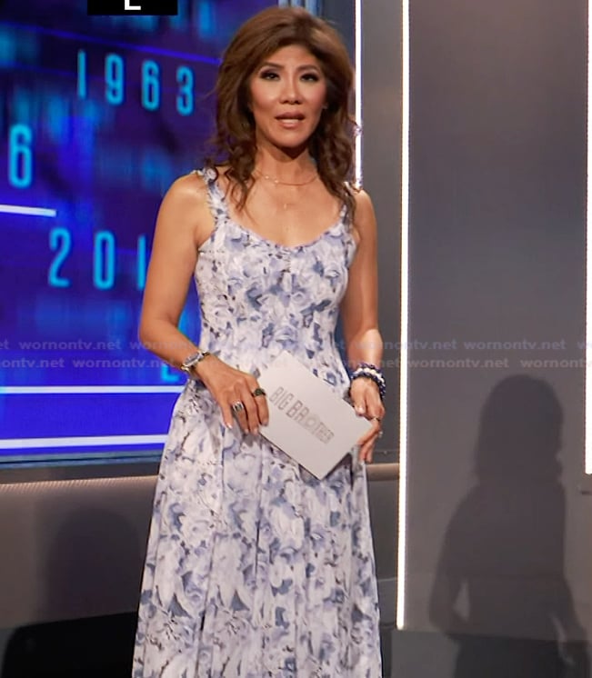 Julie’s blue floral print dress on Big Brother Julie’s blue floral print dress on Big Brother
