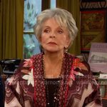 Julie’s brown and pink printed kimono jacket on Days of our Lives Julie’s brown and pink printed kimono jacket on Days of our Lives
