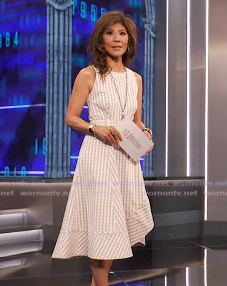 Julie’s gingham check belted dress on Big Brother Julie’s gingham check belted dress on Big Brother
