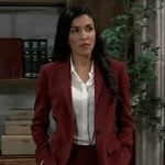 Justine's burgundy suit on General Hospital