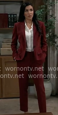Justine's burgundy suit on General Hospital