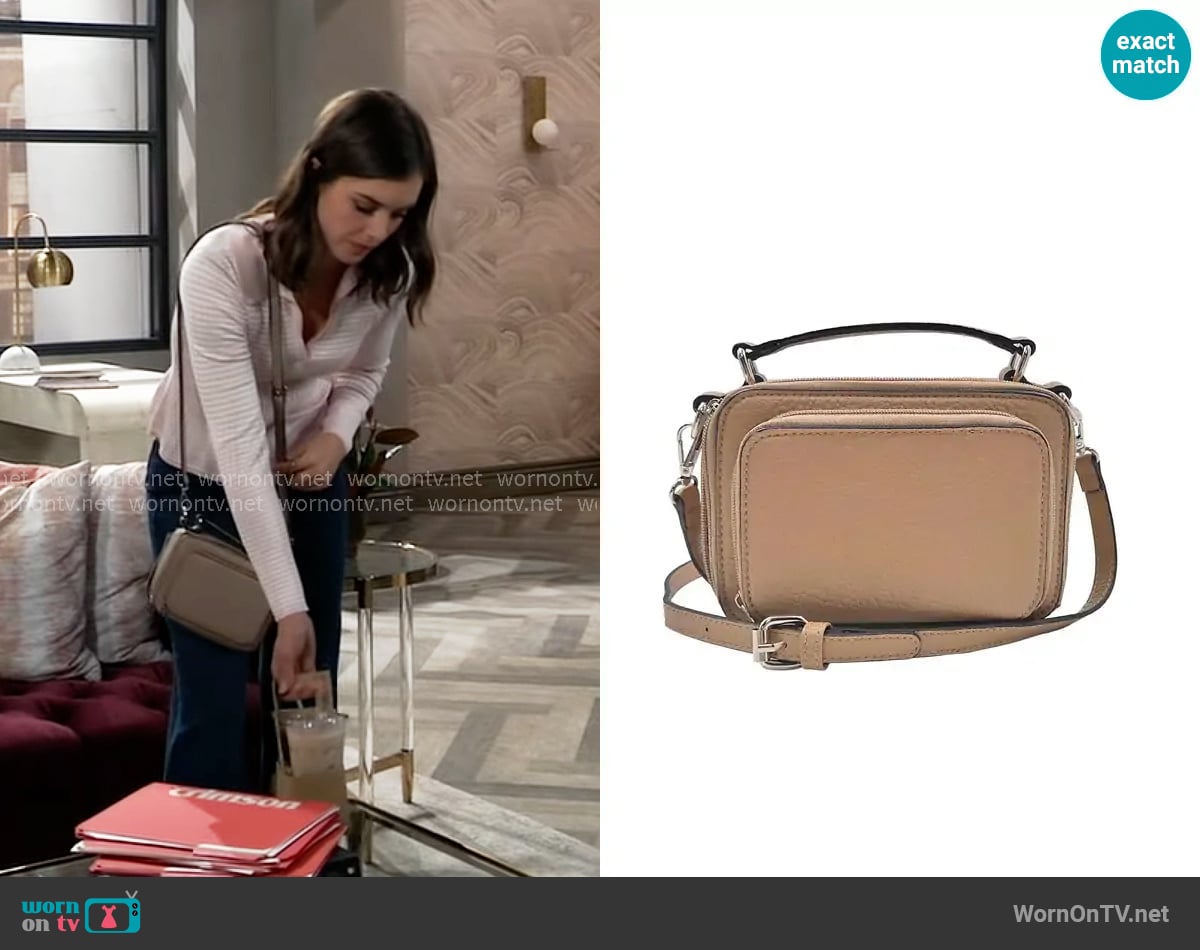 K. Carrol Kelsey Crossbody in Taupe worn by Willow Tait (Katelyn MacMullen) on General Hospital