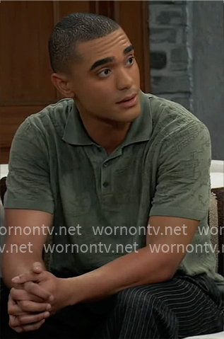 Kai's green textured polo shirt on General Hospital