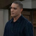Kai’s striped navy shirt on General Hospital Kai’s striped navy shirt on General Hospital