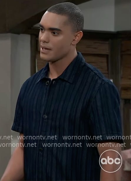 Kai’s striped navy shirt on General Hospital Kai’s striped navy shirt on General Hospital