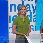 Kate’s green pointelle cardigan and grey pleated skirt on NBC News Daily