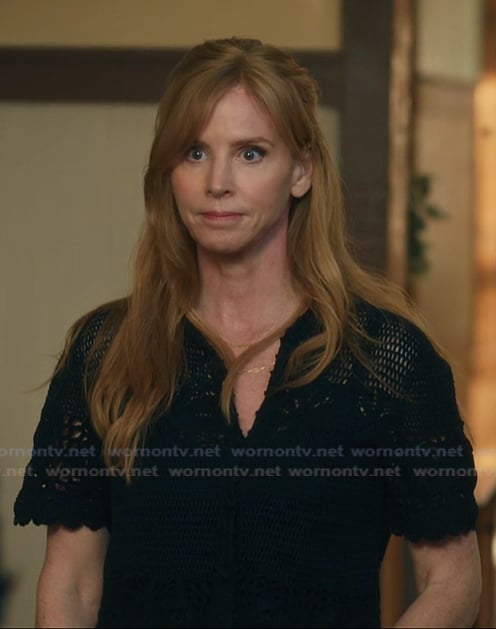 Katherine’s black crochet knit top on My Life with the Walter Boys Katherine’s black crochet knit top on My Life with the Walter Boys