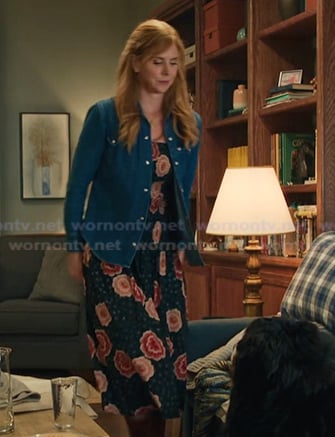 Katherine’s black floral print slip dress on My Life with the Walter Boys Katherine’s black floral print slip dress on My Life with the Walter Boys