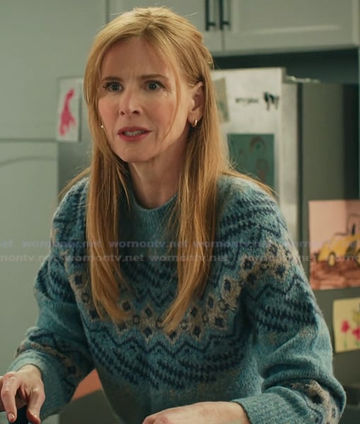 Katherine's blue fair isle print sweater on My Life with the Walter Boys